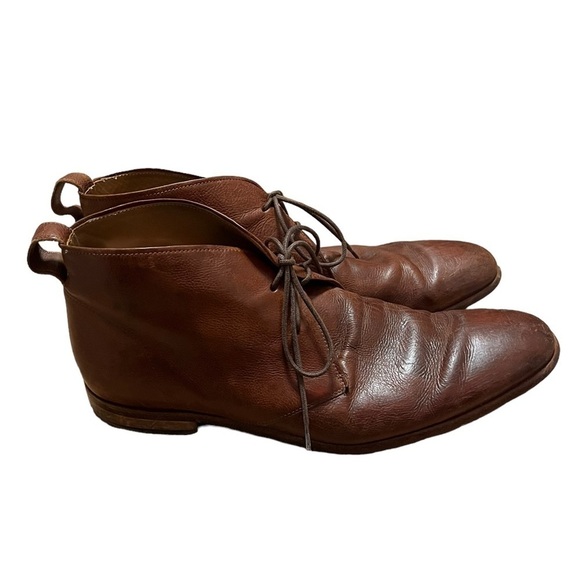 Vince brown leather chukka lace up boot Made in Italy - Picture 1 of 8